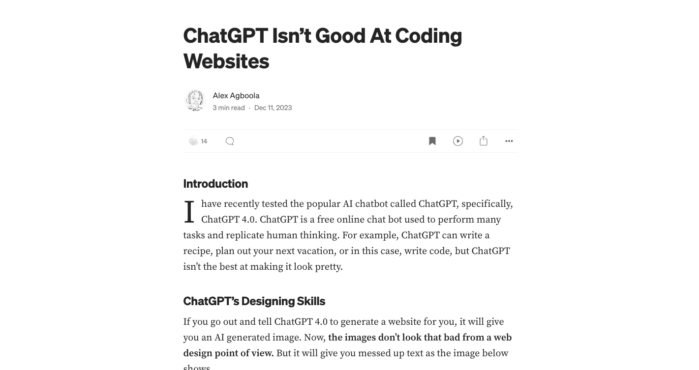 ChatGPT Isn’t Good At Coding Websites